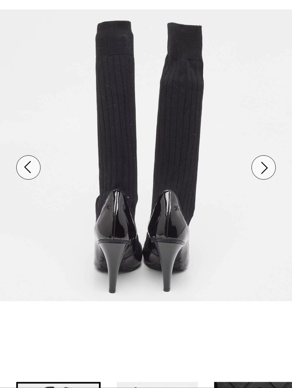 CHANEL LIKE NEW ! Black Sock-Stiletto High Heel Boot - Picture 5 of 8
